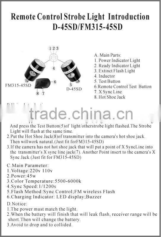 long operating life lamp and flash light FM 315 -45 SD