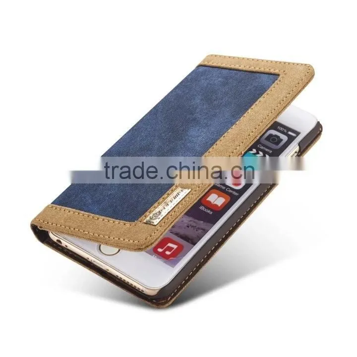 Caseme 006 waterproof wallet jean cloth case for iphone 6s/6 flip holder case with inner card slot for iphone 6s/6