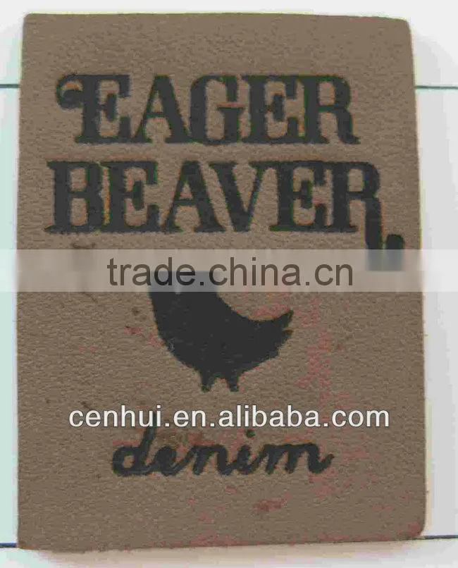 Embossed washable leather patch for jeams