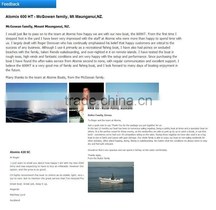 8m CE approved Fiberglass Rigid Inflatable Boat (7500 RIB)