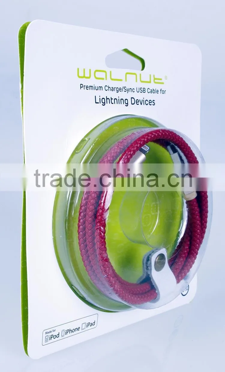 black color for iphone 5 fabric braided charger usb cable
