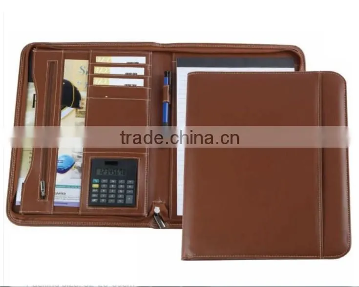 Brown Leather Designer Padfolio Calculator