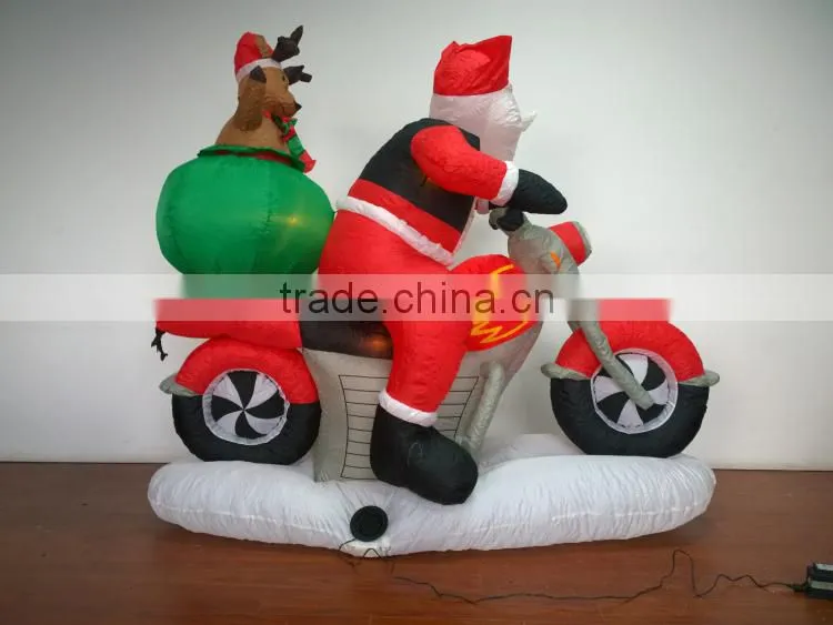 DJ-XT-47 christmas inflatable santa on motorbike air blown giant street decoration
