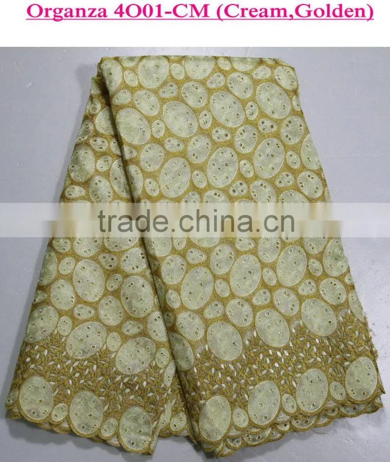 2016 alibaba China cupion african lace embroidered organza bridal lace fabric guipure lace fabric