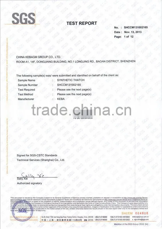 fireproof artificial thatch roof tiles