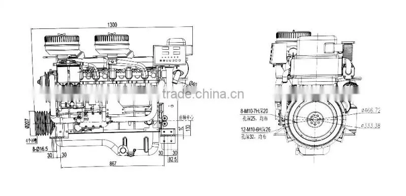 Yuchai YC6J Series Marine Diesel Engine (85hp-165hp) for bus
