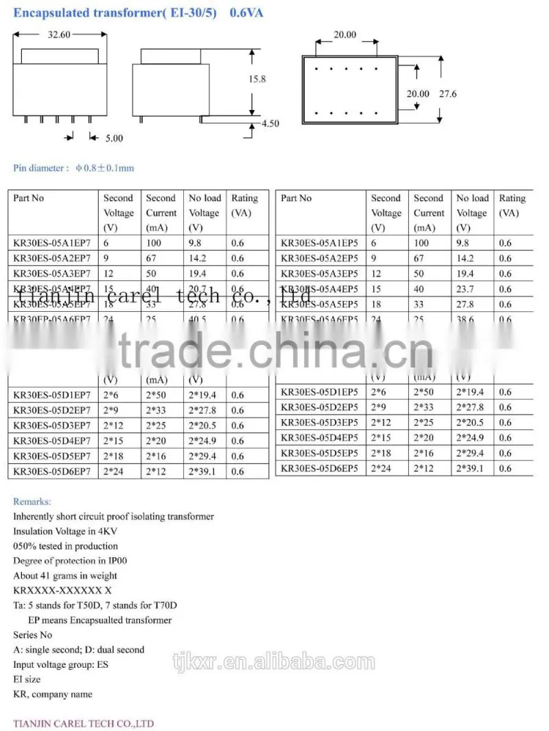 CE, ROHS, UL, VDE approved PCB mounted electric transformer,