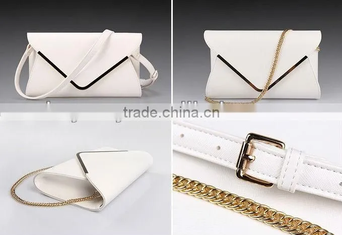 Stylish Blue Brand Plain PU Leather Envelope Clutch