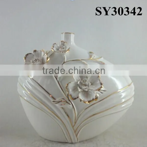 Decorative white ceramic and porcelain vases