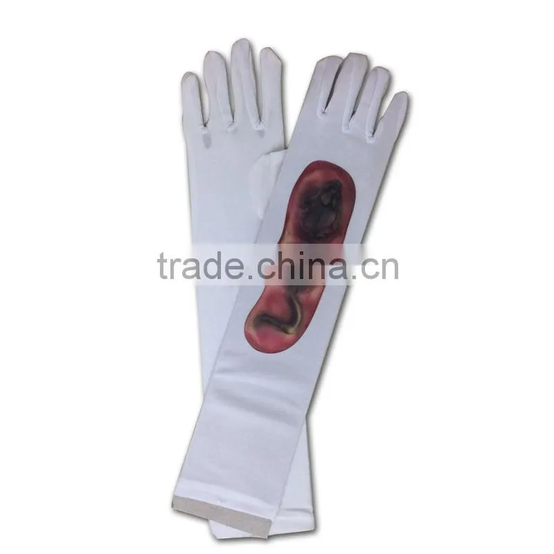 white halloween costume long arm gloves LG-027