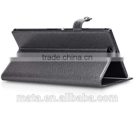 Business Style Insert Card Slot Genuine Leather Case For Sony L36H
