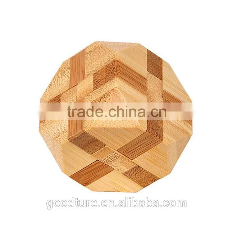 2015 Hot Sale Bamboo IQ Intelligent Puzzle Magic Puzzle Kongming Lock Brain Teaser Model Number GAD1128