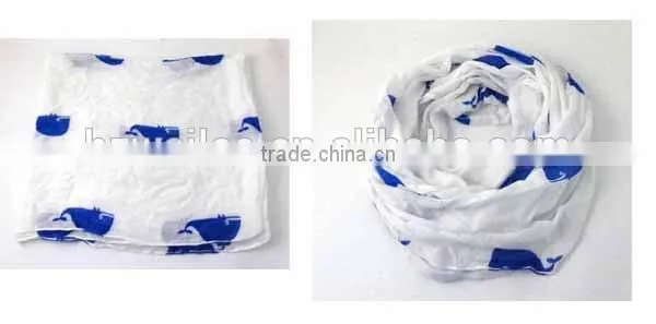 WLHH0222-84 100%Polyester shark printed round neck scarf