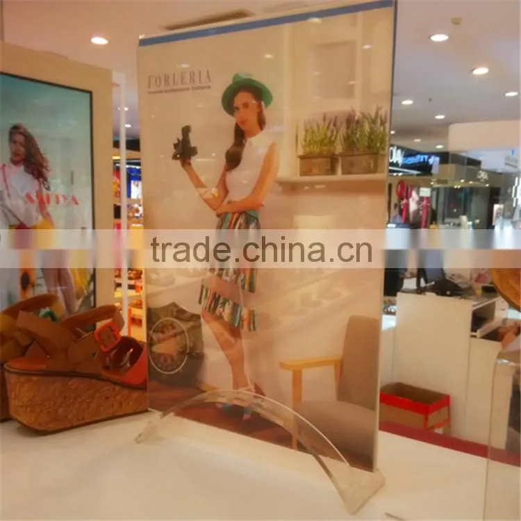 Shoe store acrylic plastic poster holder, a3 acrylic sign holder