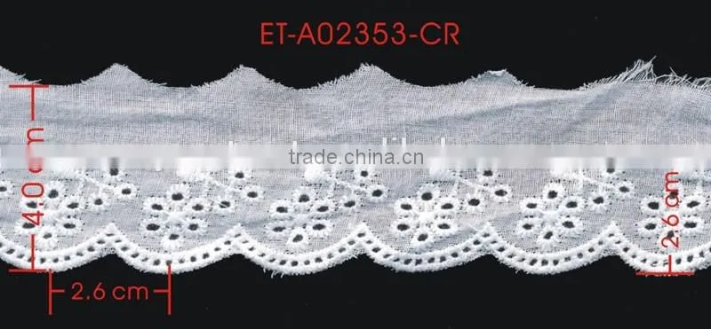 Width 4.0 Centimeter Flower White Cotton Trimming Lace Dresses