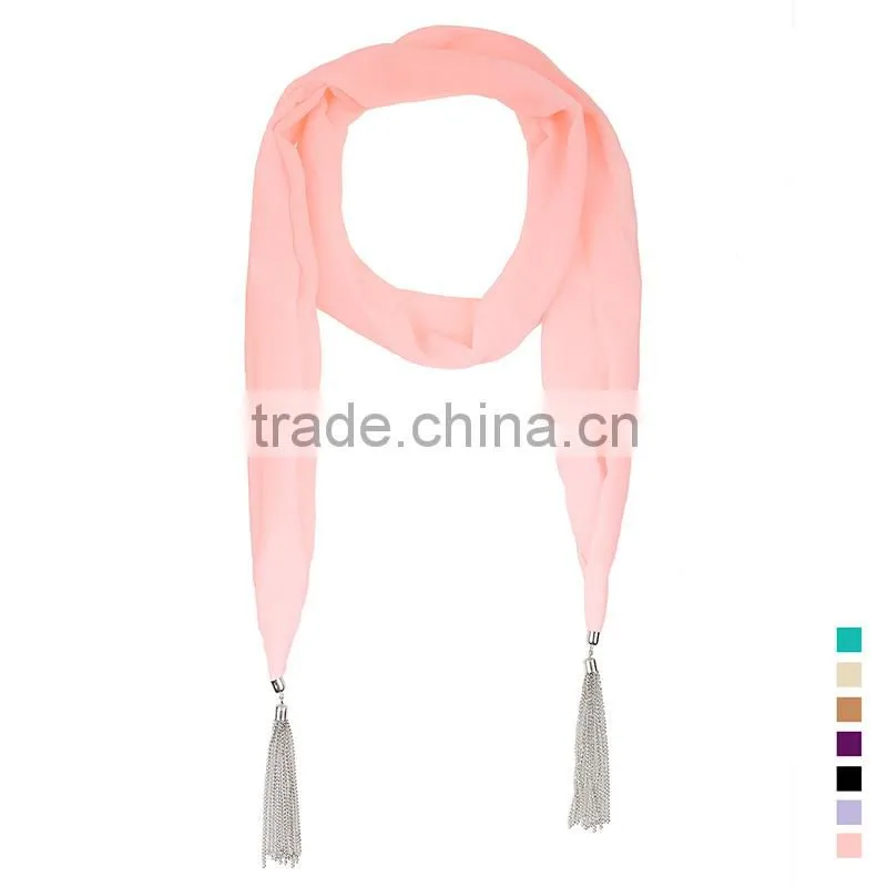 Wholesale commute simple tassel scarf,muslin scarf