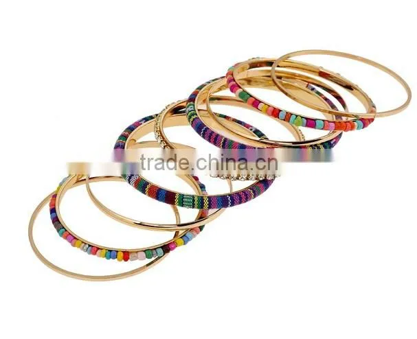 Ethnic Fusion Front Opening Bangle Handcraft Bead Bohemia Bracelet Jewelry Women