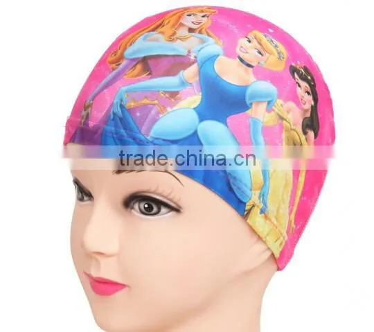 Cute Cartoon Kids children boys girls Lycra fabric swimming cap bathing cap