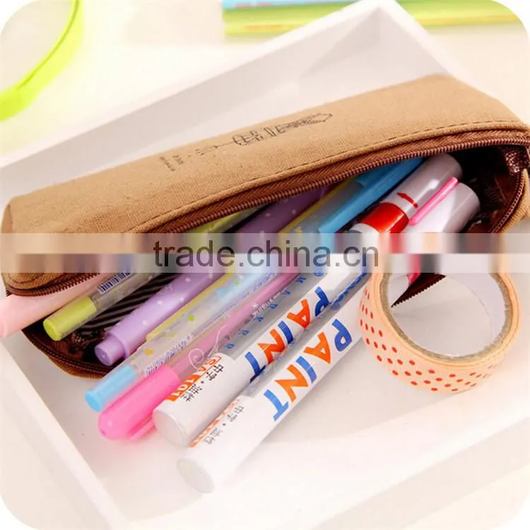 Fashion Retro Canvas Pencil Pen Case Cosmetic Makeup Coin Pouch