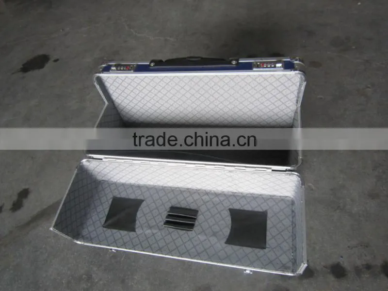 blue export useful abs locking aluminum tool case, permanent protection aluminum trolley carrying case