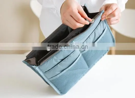 Double Zipper Multifunctional Toiletry Fashion Nylon Cosmetic Travel Bag