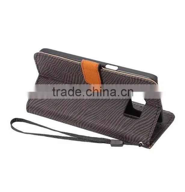 OEM zebra pattern leather smart phone case for Samsung S7