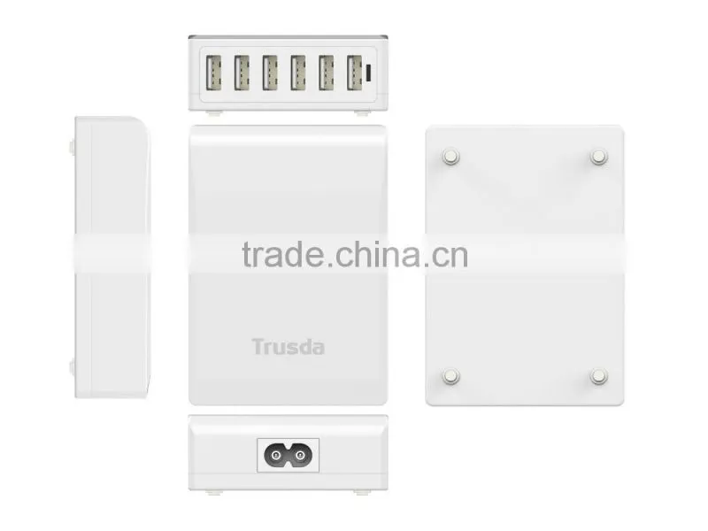 Trusda Desktop universal Portable 6 Ports USB Wall Charger with OEM Power bank Manufacturer