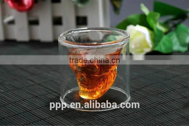Skull glass cup/ handmade glass cup/ square glass cup