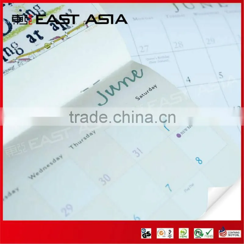 Cute Colored Calendar Printing Service with Saddle Stitched