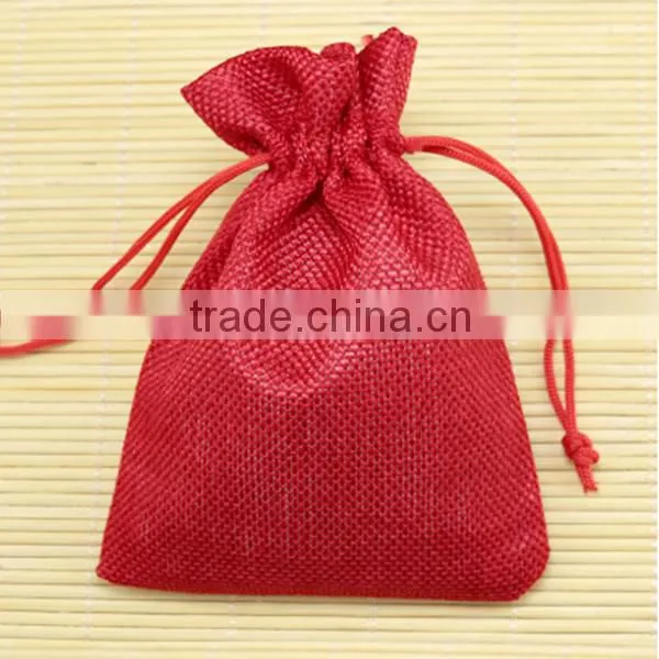 Promotional drawstring linen bag, jute drawstring pouch, bulk gift bags