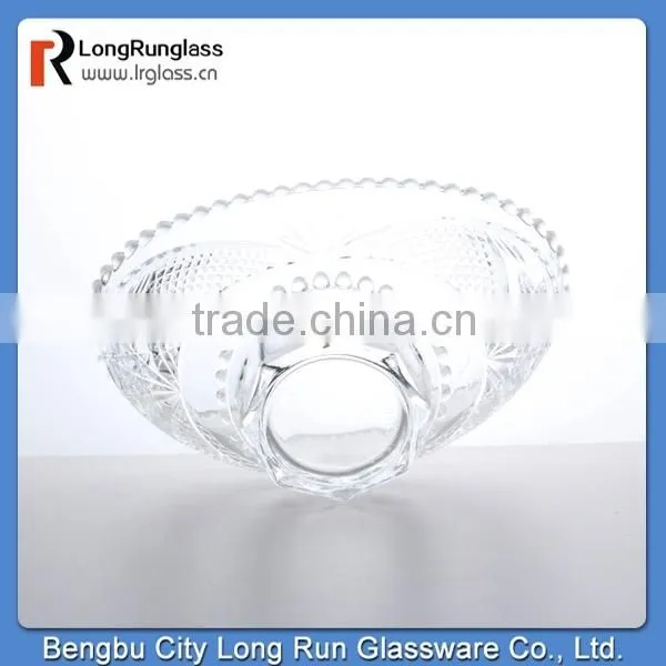 LongRun eco-friendly 30oz beautiful shape patterned glass fruit plate