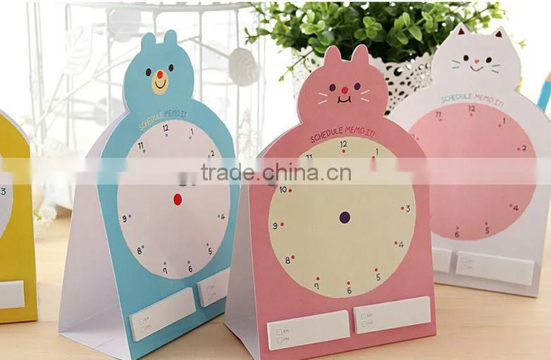 New creative small clock sticky notes and note book