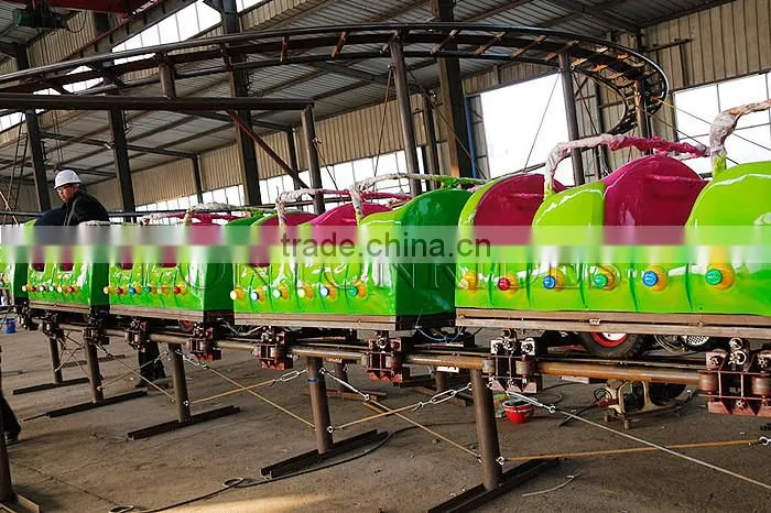 Kids games apple bug paradise amusement electric worm train rides mini roller coaster for sale