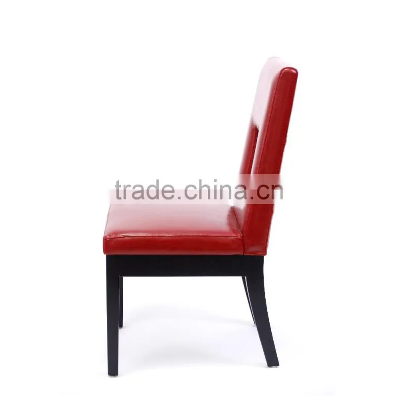 New design faux office work oak high back wooden chair with leather red bar seat
