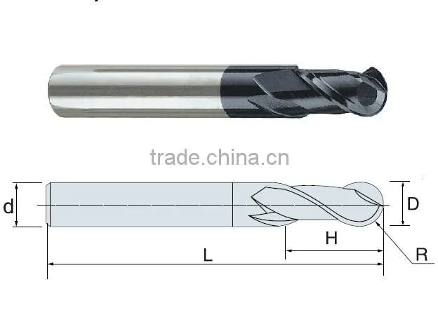 550 Low Price All Coated Economy 2 Flutes Ball Nose And Mills