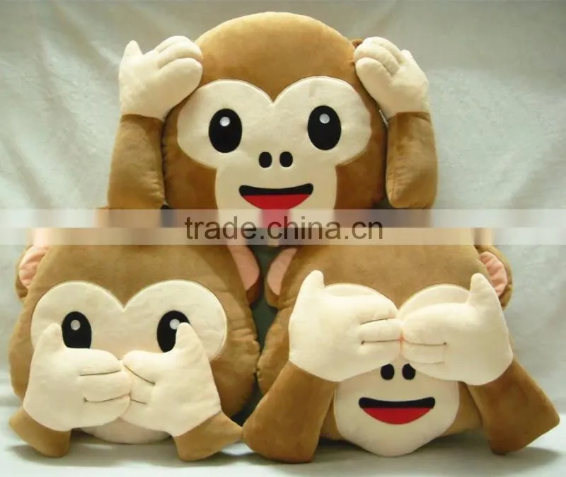 Best sell cute plush soft monkey emoji pillows with heart eyes