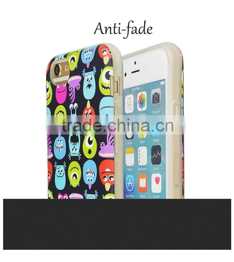 OEM Mobile Phone Accessories Colorful TPU+PET Soft Back Cover Shell Case for iPhone 6 6S Ultra Slim 1.2mm