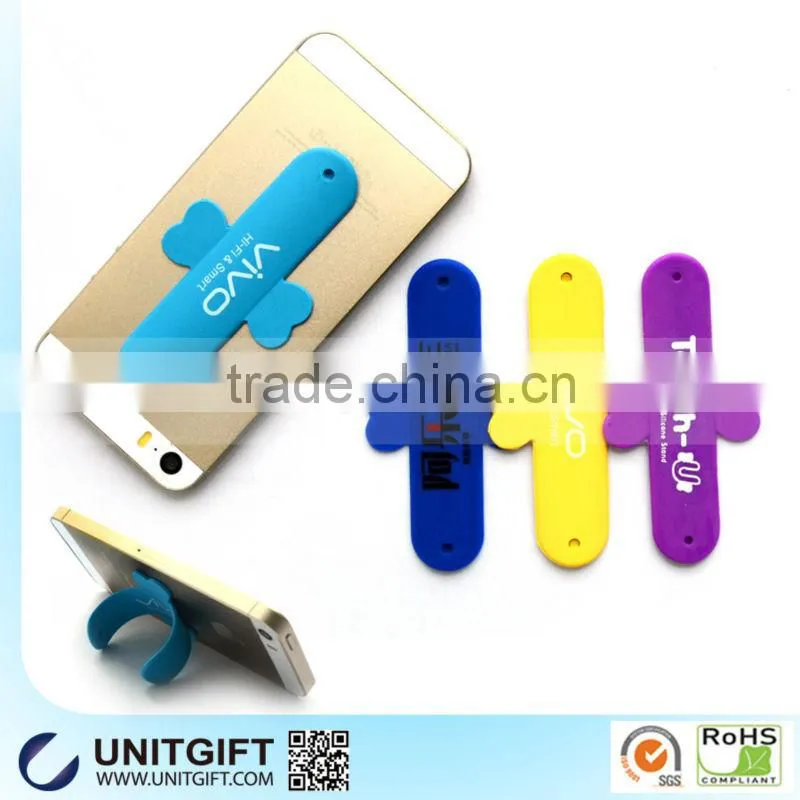 Custom silk print silicone mobile holder stand