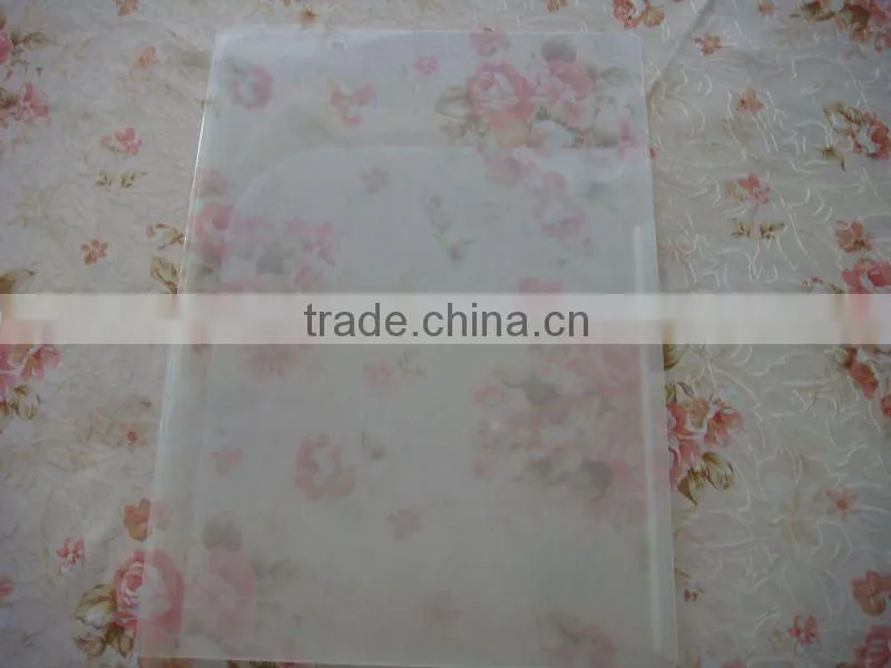 Clear plastic folder with paper inside