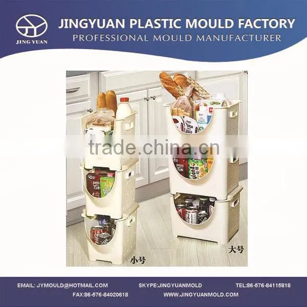 Taizhou OEM plastic household fruit storage crate mould supplier,commodity injection vegetable stackable basket mold manufacture