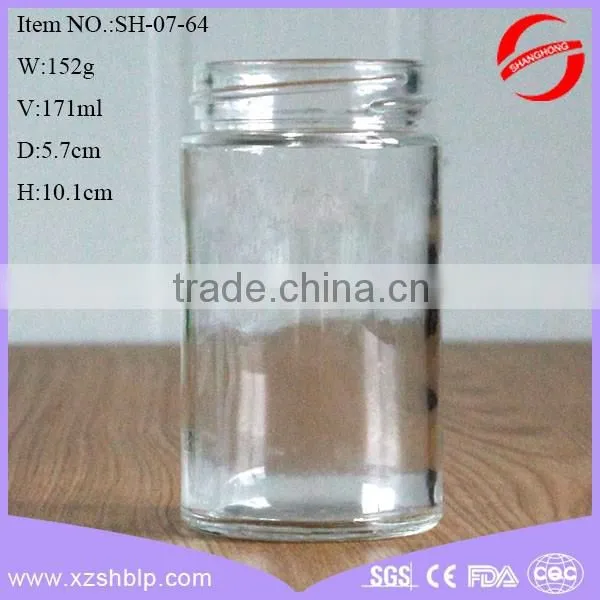Round 170ml glass spice jar, spice bottles wholesale