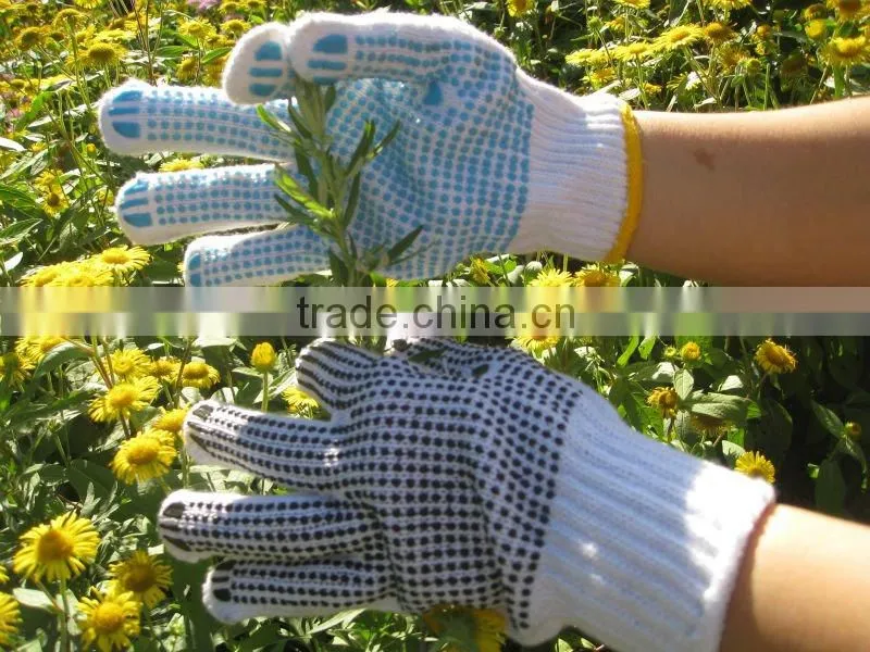 China cotton yellow white dots gloves