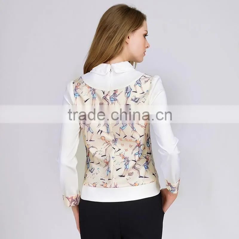 PRETTY STEPS 2016 new fashionable patch work top fashion blouse design for office
