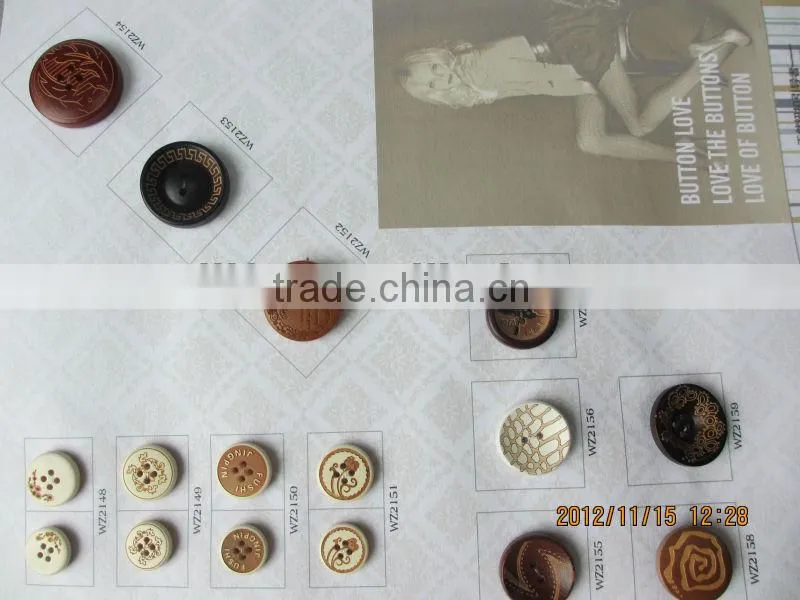 14L-80L 2-holes/4-holes laser engraved wooden button for garment/clothing