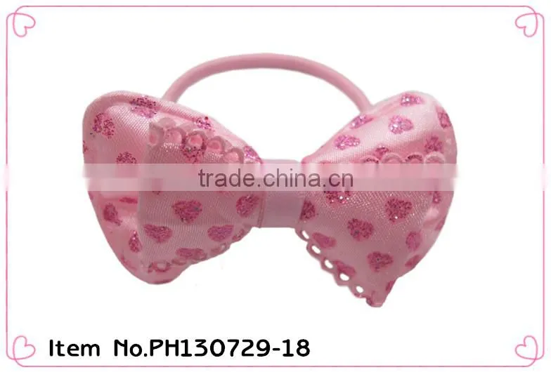 cute girls pink bowknot scrunchie with bow tie