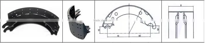 Fuwa type 16t BPW Rear Axle Brake Shoe