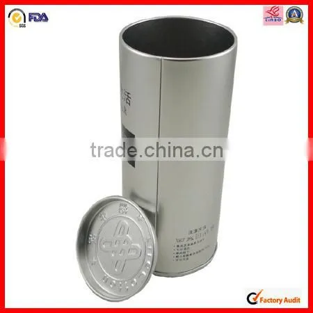 round new tin box for packing wine bottle
