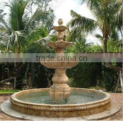Garden yellow hree Tier Marble Water Fountain