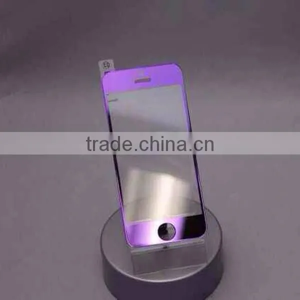 Plated Anti-Scratch Colorful Metal Front Tempered for iphone 5/5s, tempered glass screen protector