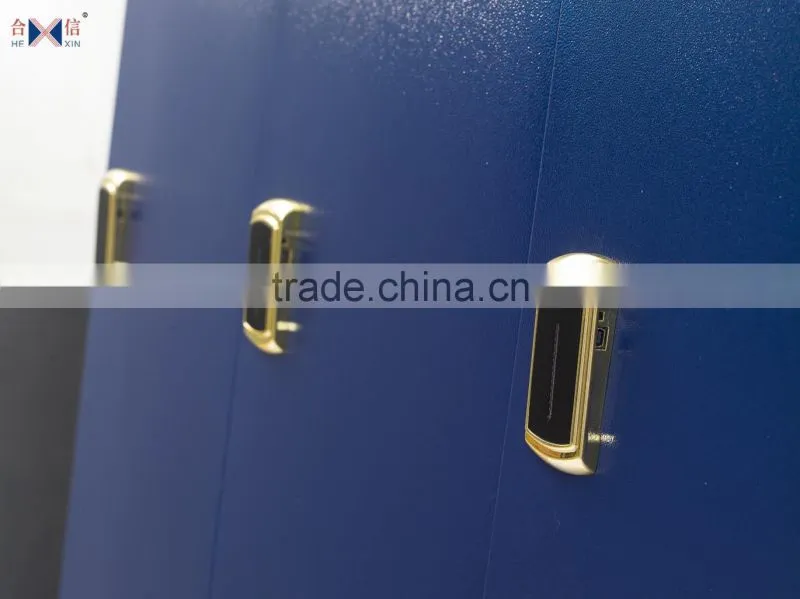 Modern steel bedroom 6 door wardrobe with blue color and mirror